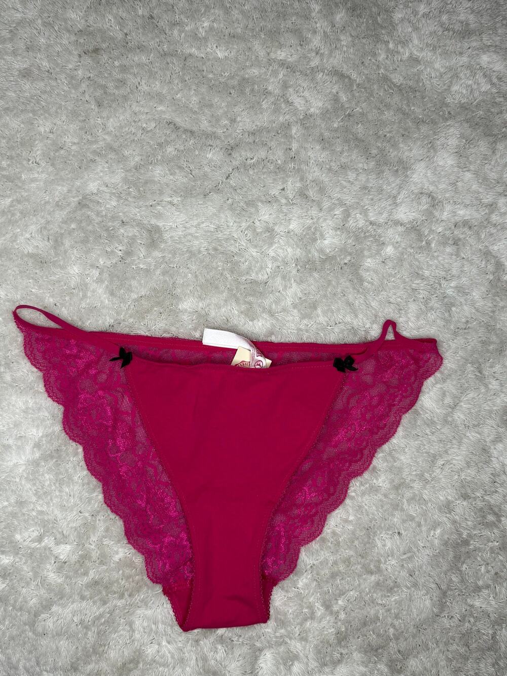 NWT Victoria’s Secret PINK Lace Back String Bikini Hot Pink Large